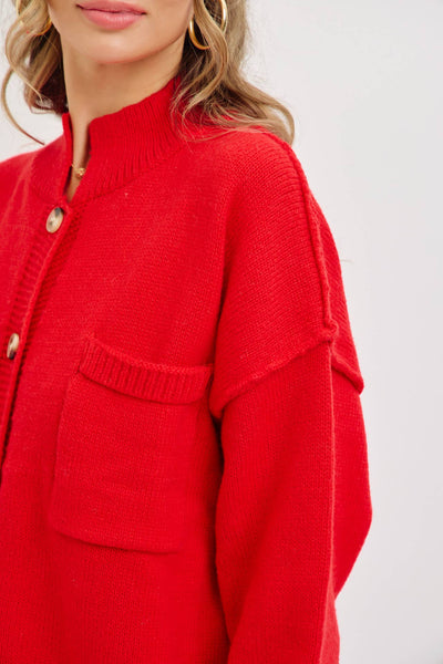 Red Button Down Sweater