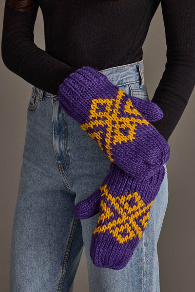 Purple & Gold Patterned Mittens