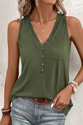 Henley Olive Tank Top