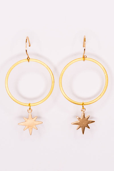 8 Point Star Hoop Earrings