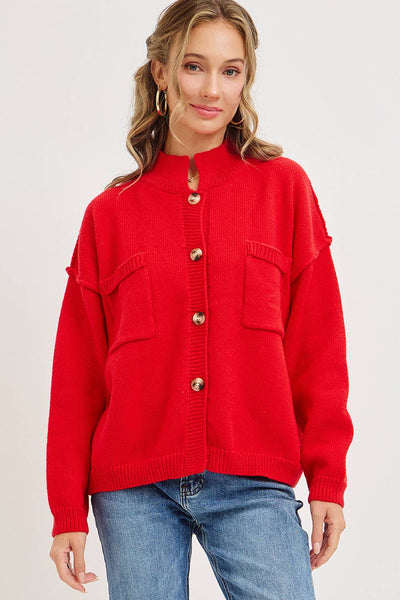 Red Button Down Sweater
