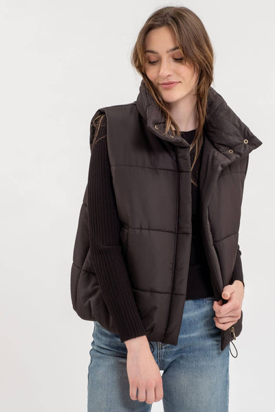 Solid Zip-up Puffer Vest