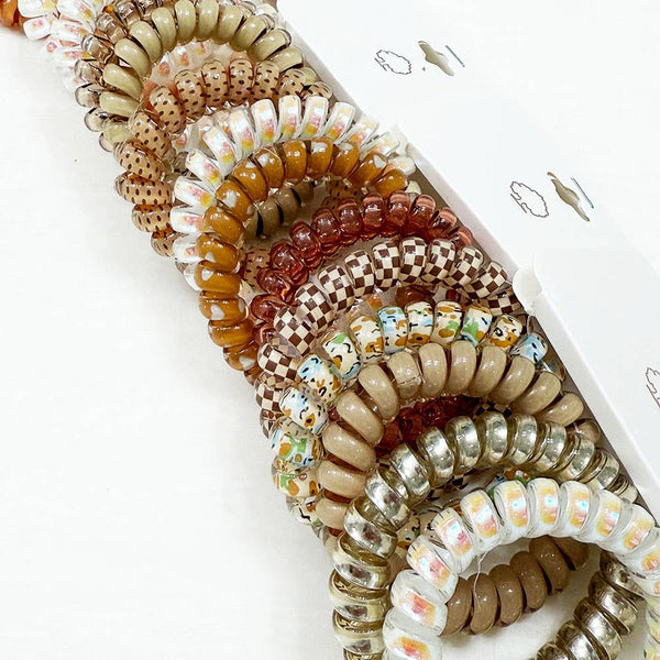 Brown Set Spiral Hair Ties