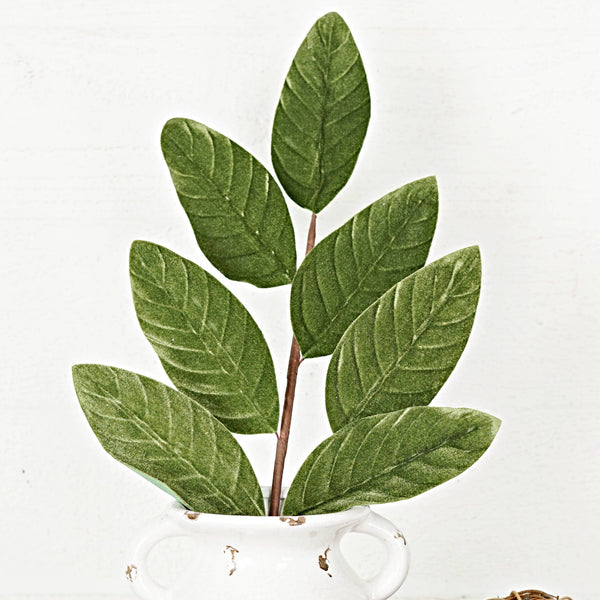24in Spray-Green Velvet Magnolia Leaves-