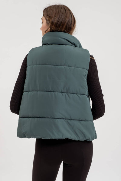 Solid Zip-up Puffer Vest