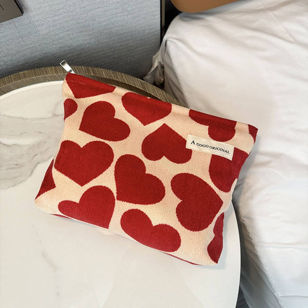 Corduroy Heart Makeup Bag