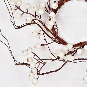12in(3.5in) Wreath-White Snowberries with wispy twigs-