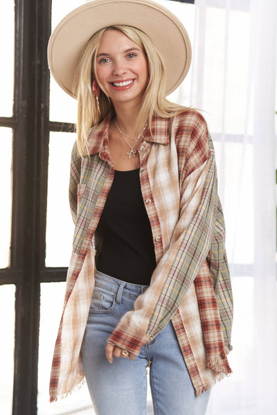 FRAYED EDGE PLAID SHIRT