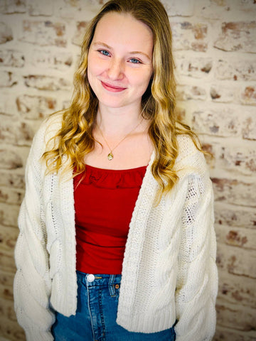 Cable Knit White Cardigan