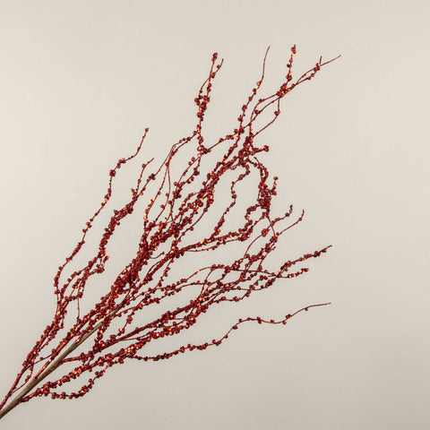 41" RED GLITTERED BRANCH W/ BERRIES