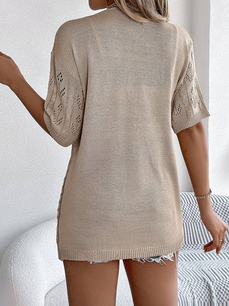 Short-Sleeved Knitted Cardigan