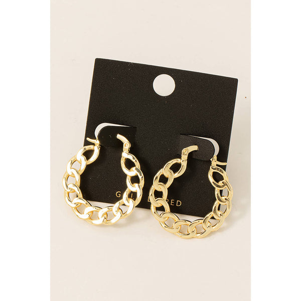 Gold Dipped Flat Chain Earrings