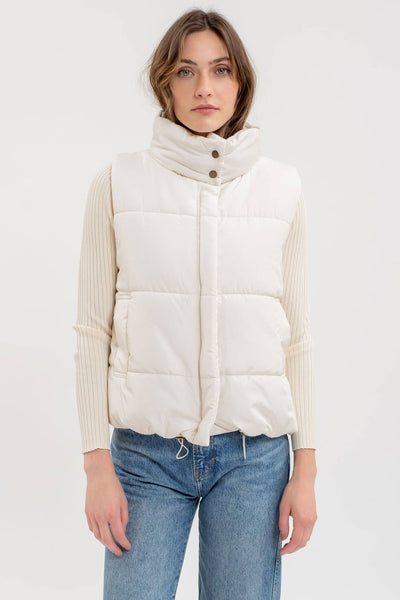 Solid Zip-up Puffer Vest