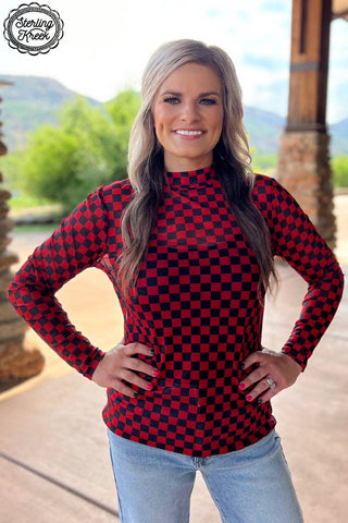 Pep Rally Mesh Top Red & Black