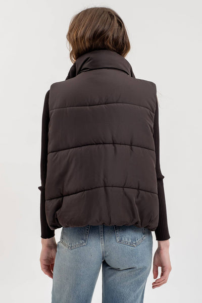 Solid Zip-up Puffer Vest