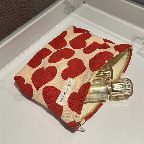 Corduroy Heart Makeup Bag