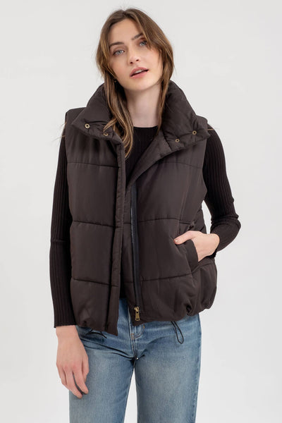 Solid Zip-up Puffer Vest