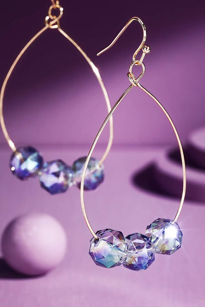 Teardrop Earring Gray Beads