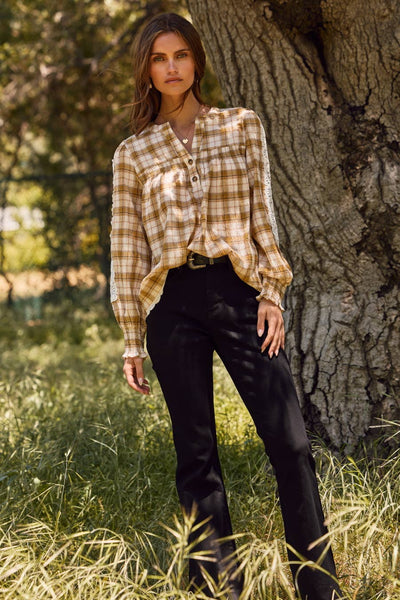 Lace& Plaid Blouse
