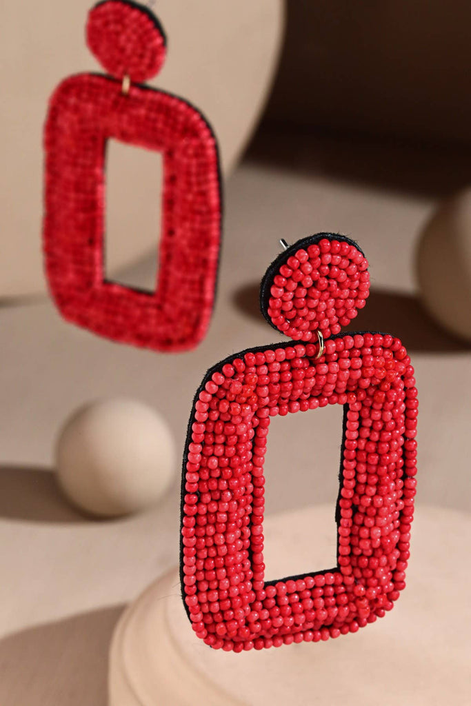 Red Beaded Earrings