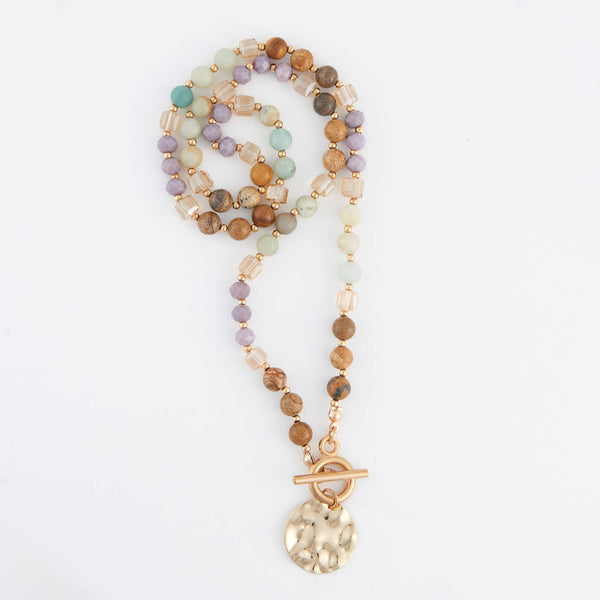 Toggle Necklace 20" Bekah Beaded Jasper + Amazonite