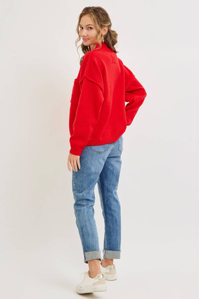 Red Button Down Sweater