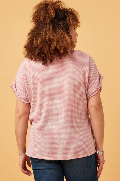 Textured Button Twist Front Top