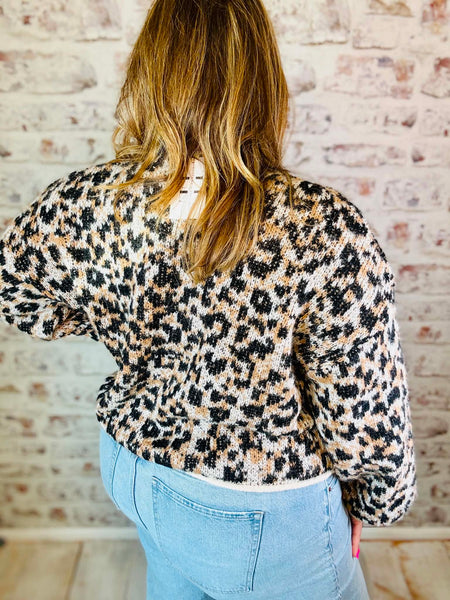 Leopard Gold Button Cardigan