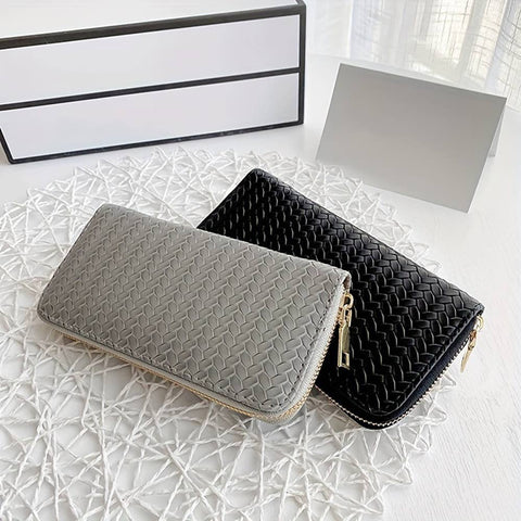 Faux Leather Woven Wallet