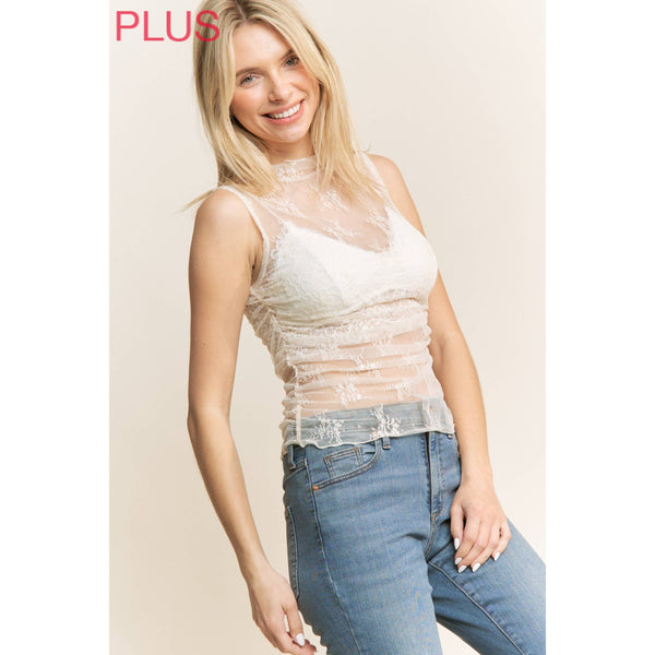 Lace High Neck Tank