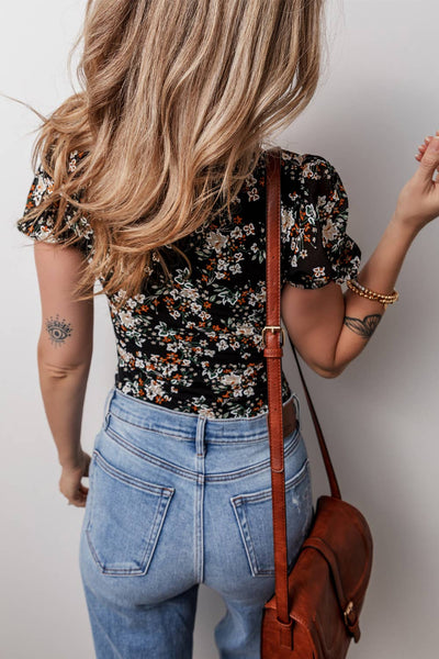 Short Puff Sleeve Bodysuit