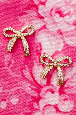  Rhinestone Bow Stud Earrings 