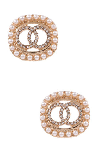 Diamond and Pearl Earring Designer Inspired
