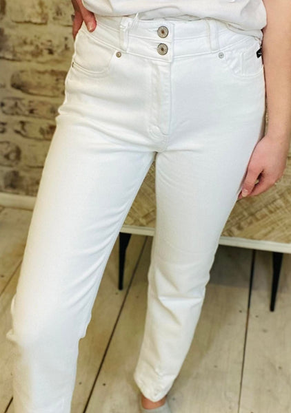Distressed White Straight Fit Jeans